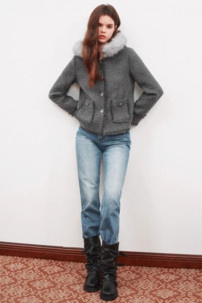 Winter Metal Buckle Wool Jacket