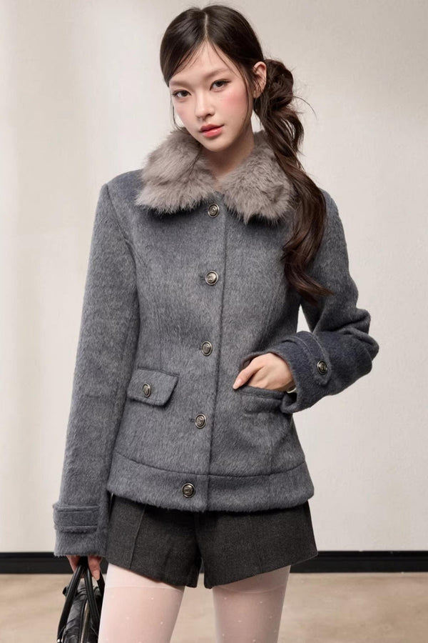 Single-Breasted Woolen Jacket
