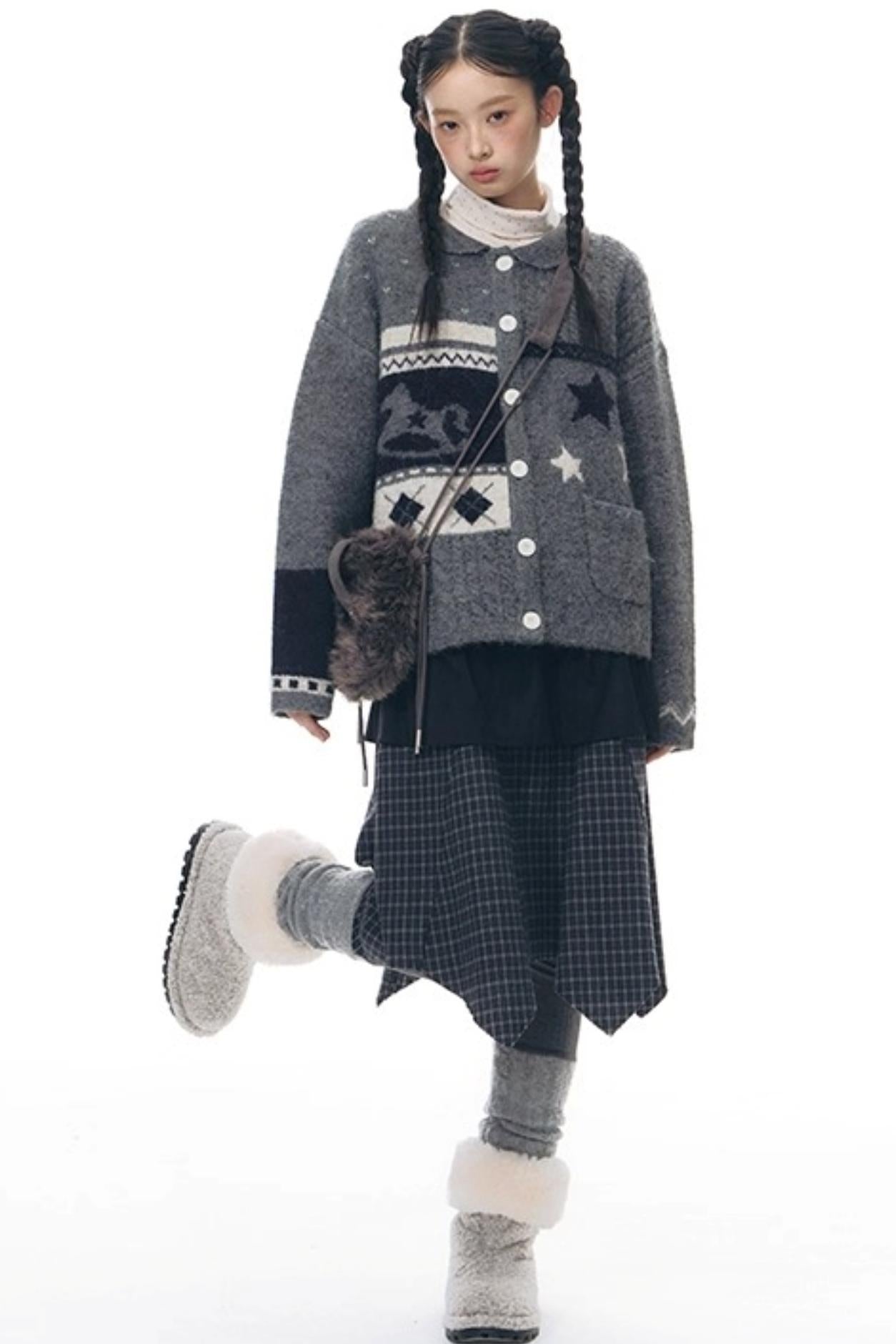 Doll Collar Knitted Cardigan