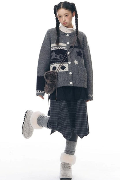 Doll Collar Knitted Cardigan