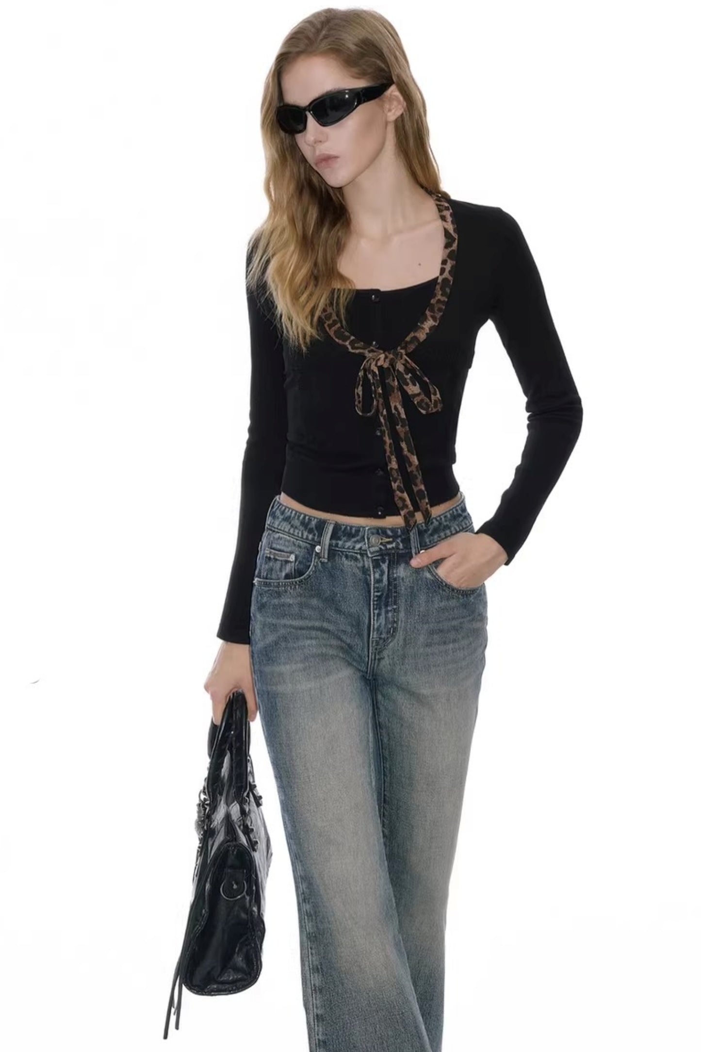 Wool Blend Leopard Sweater Set