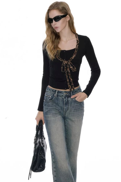 Wool Blend Leopard Sweater Set