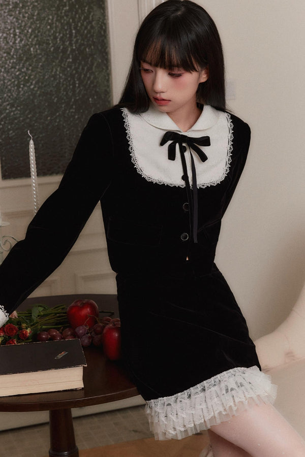 Black and White Jacquard Top Set-up