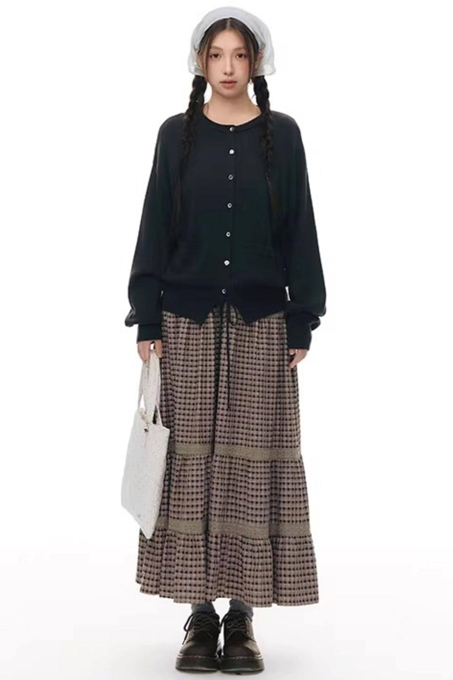 Elastic Knit Button Cardigan