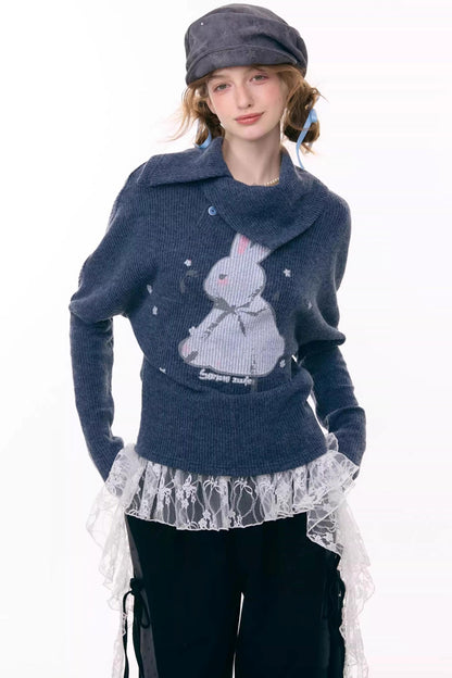 Rabbit Print Knitted Top
