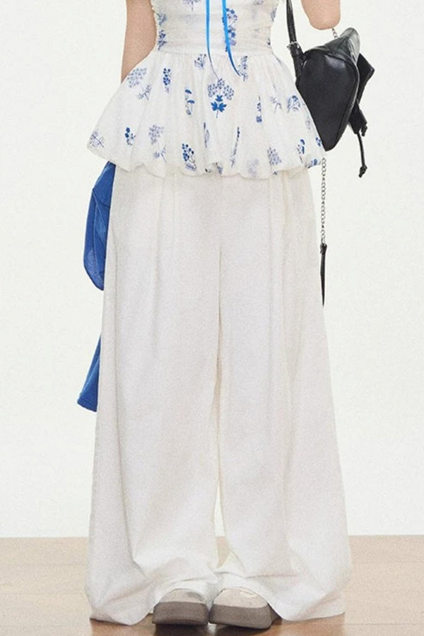 White Embroidered Camisole Top Set-Up