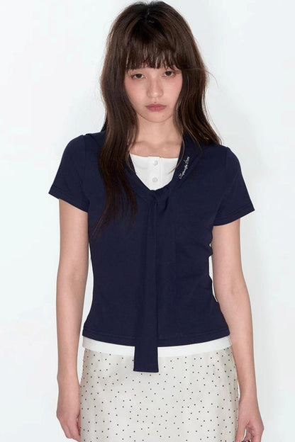 French Polka Dot A-Line Chiffon Skirt