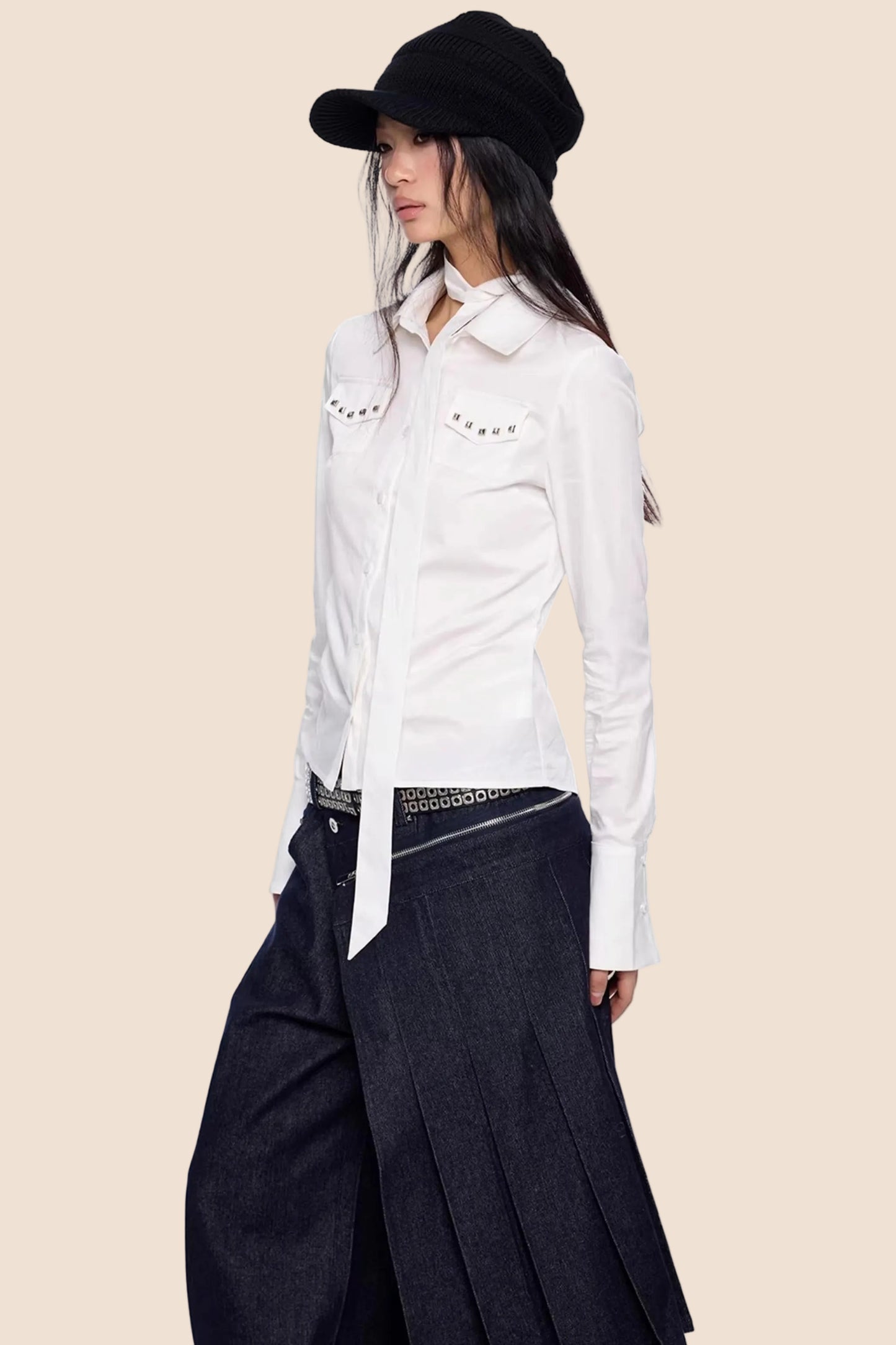 Plaid Retro Lace-Up Shirt