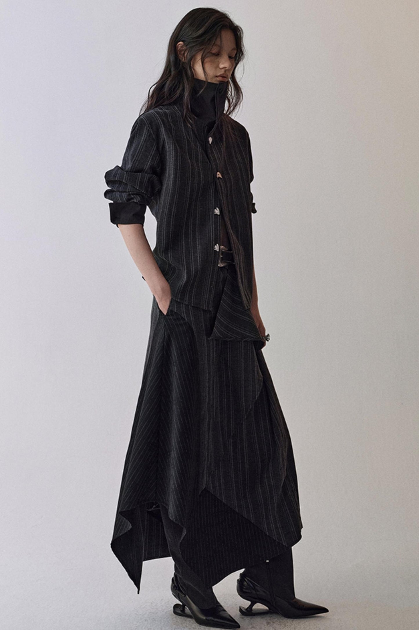 Striped Color-Blocking Shirt Set-Up