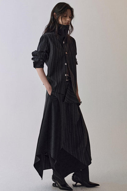 Striped Color-Blocking Shirt Set-Up