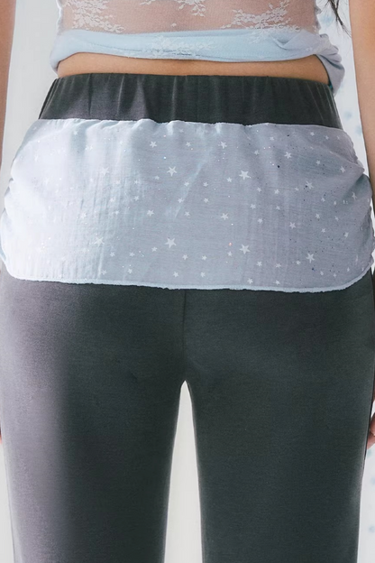 Ribbon Trim Flare Pants