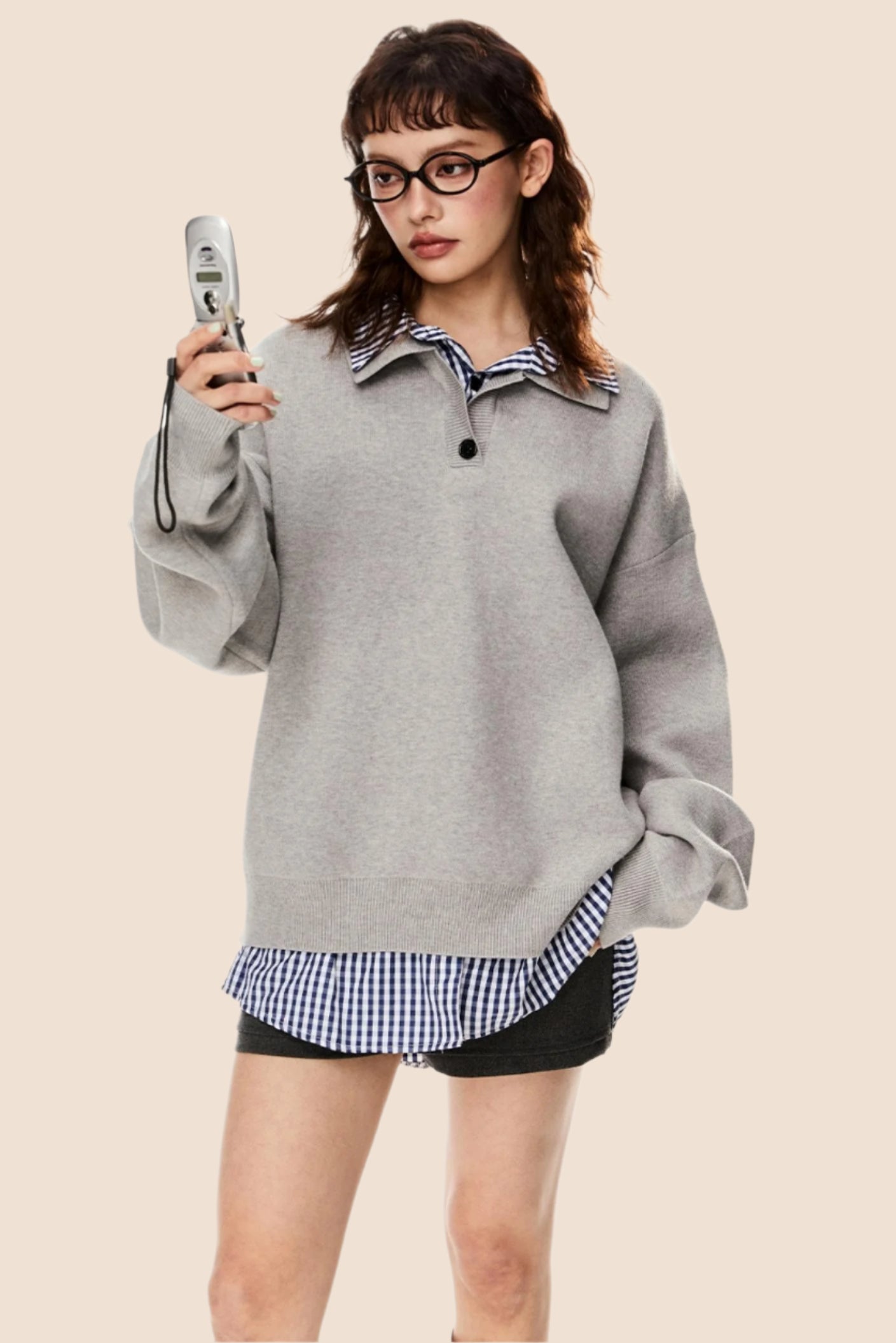 American Loose Fit Polo Sweater Top