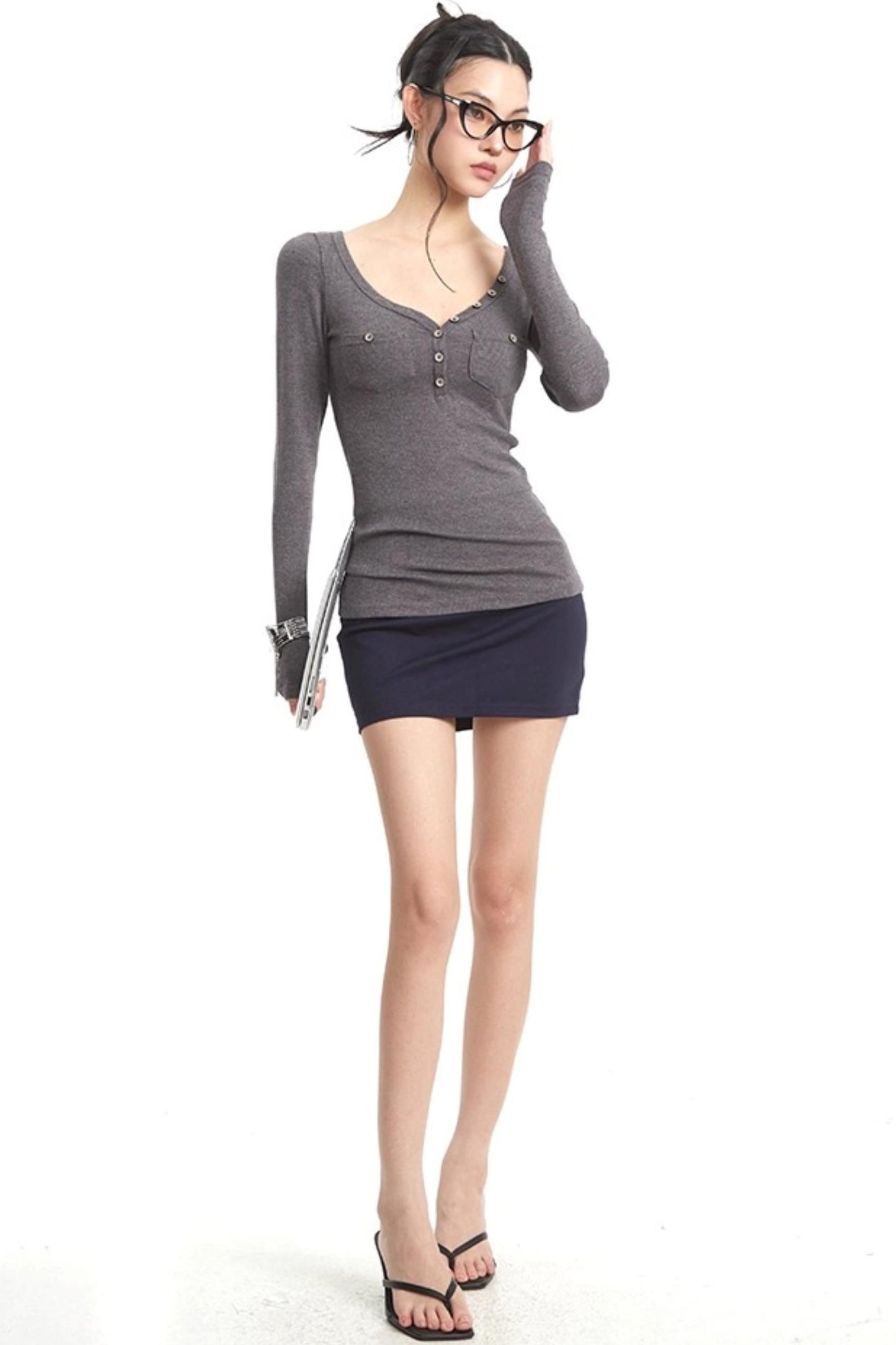 Slim Knit Long Sleeve Shirt