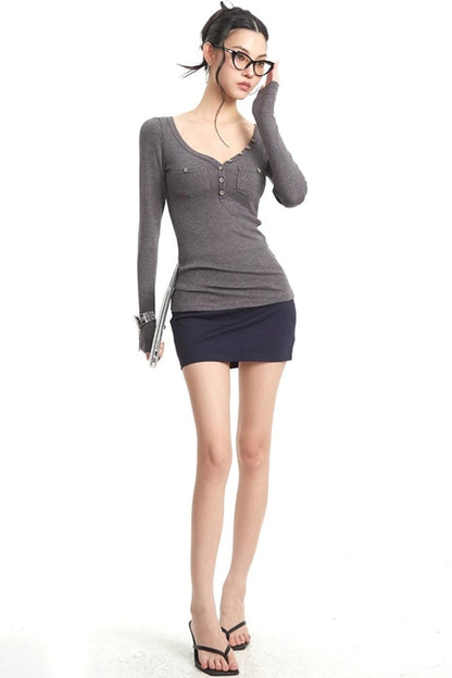 Slim Knit Long Sleeve Shirt