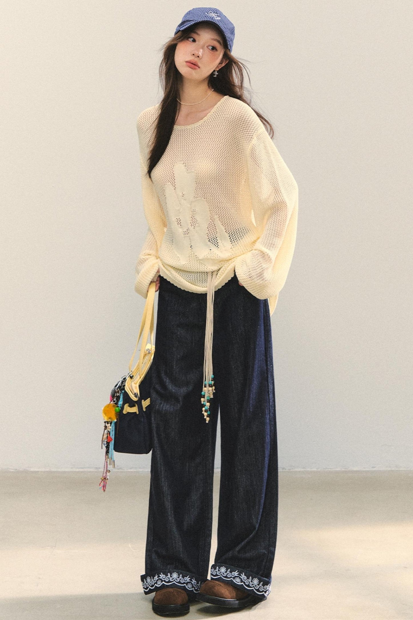 Floral Cutout Long Sleeve Top