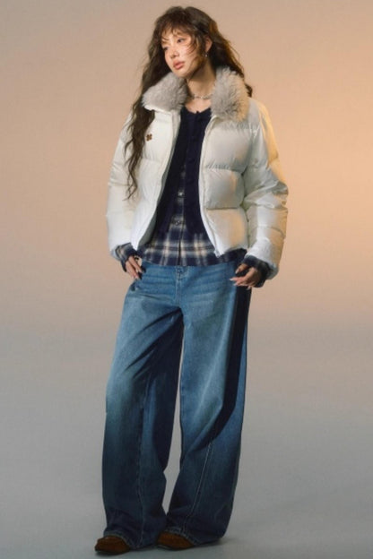 Fur Collar Patchwork Short down Jacket