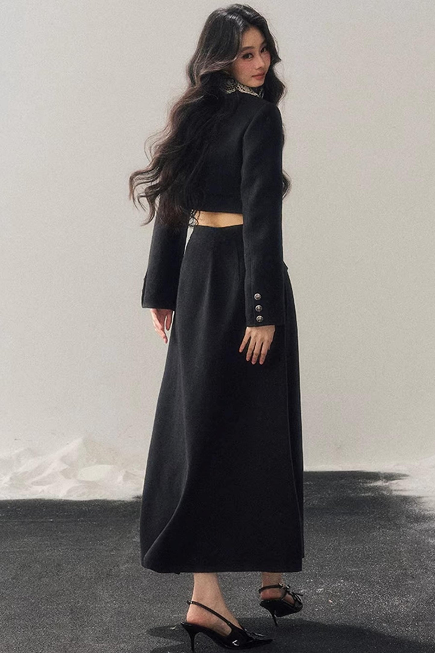 Whisper Lace Winter Suit Skirt Set-Up