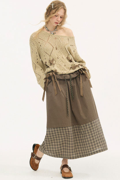 Plaid Patchwork Ruffled Skirt