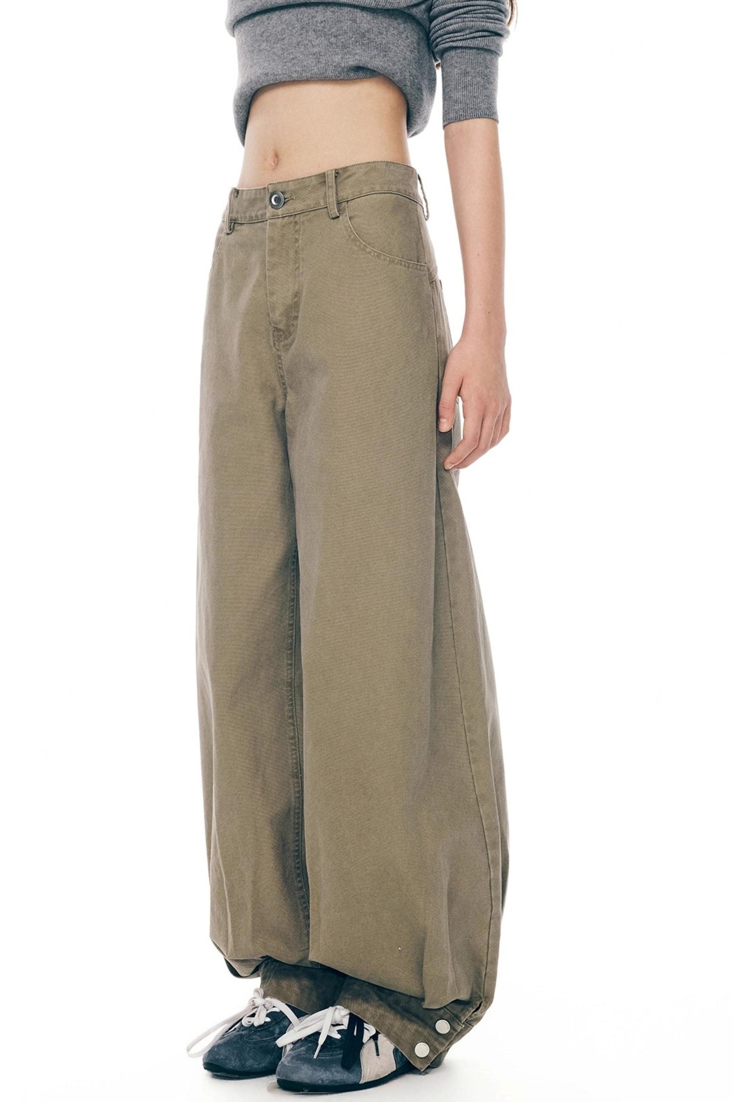 Retro Distressed Cotton Pants