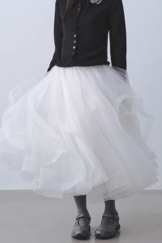 Ethereal White Mesh Skirt