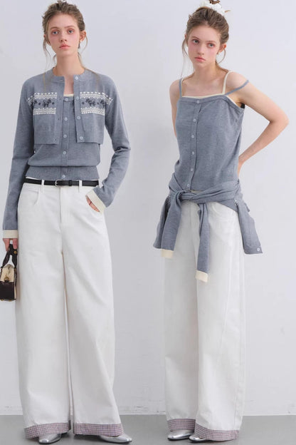 Gray Wool Cardigan Set