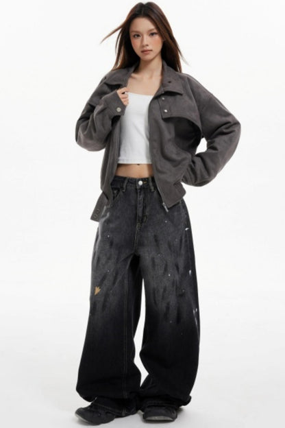 Vintage Lapel Loose Cargo Jacket