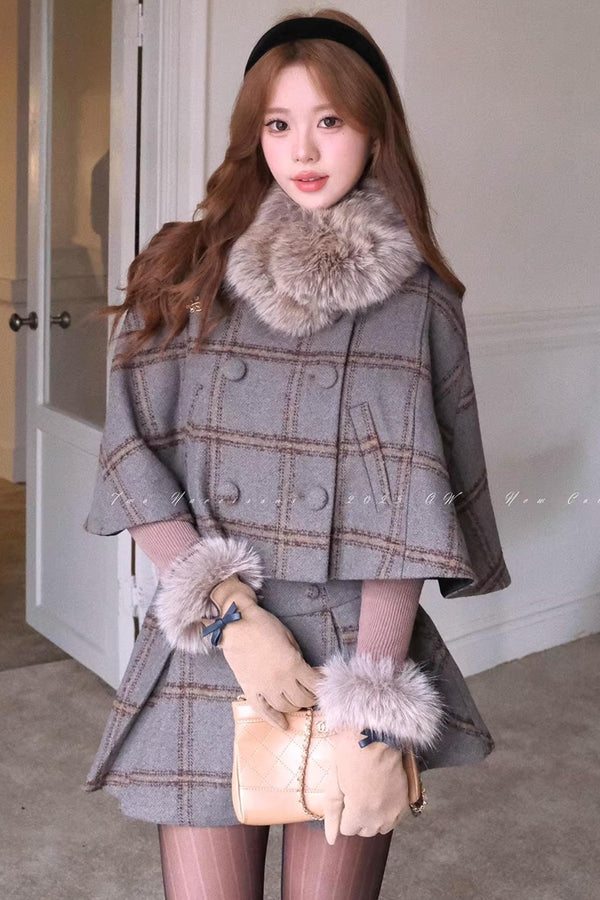 Vintage Plaid Wool Cape Set-Up