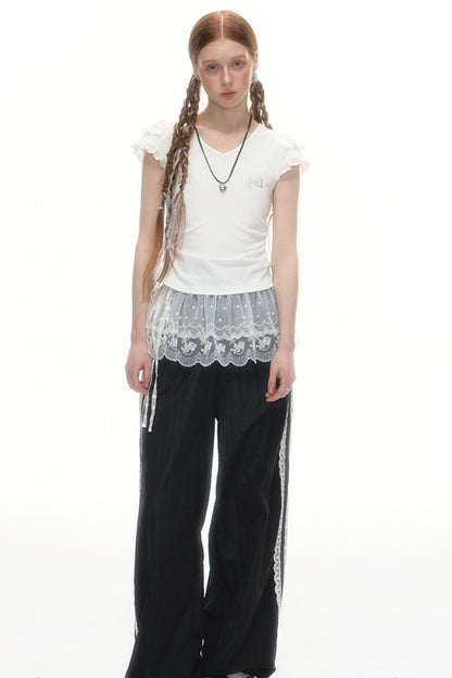 Wide-Leg Lace Summer Sweatpants