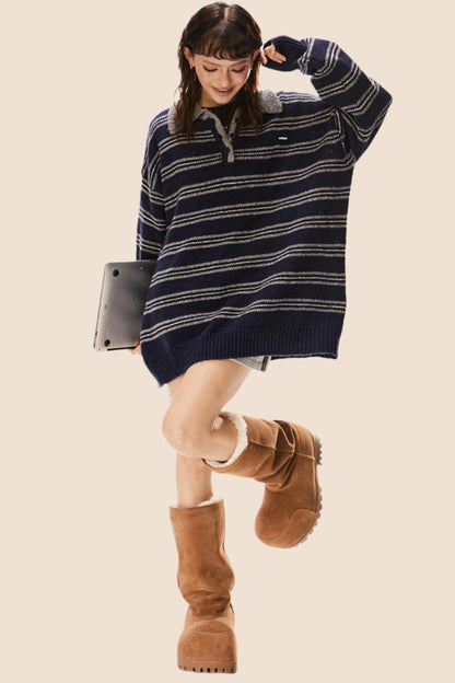 Versatile Retro Pullover Knit Sweater Top