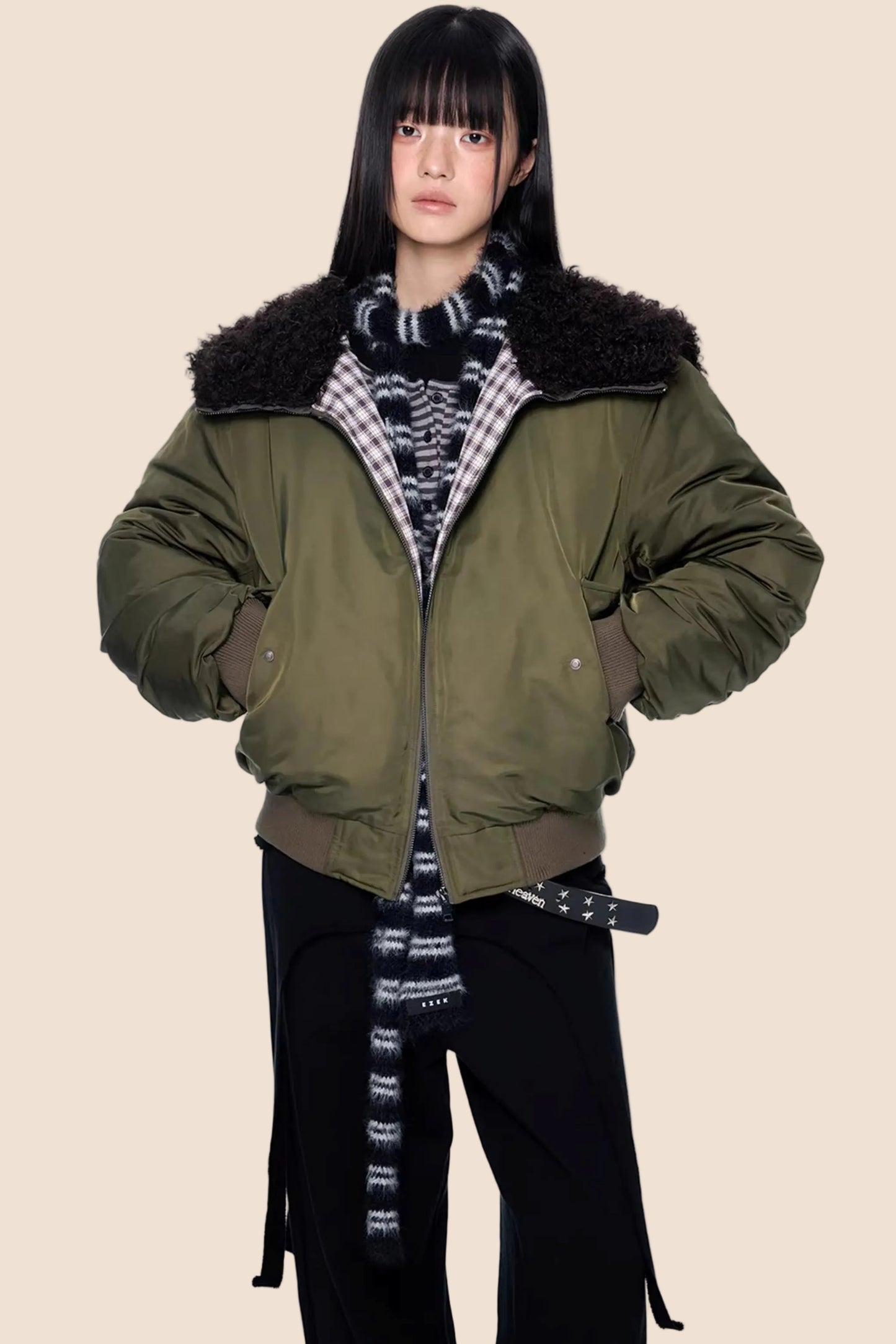 Furry Hooded Patchwork Jacket