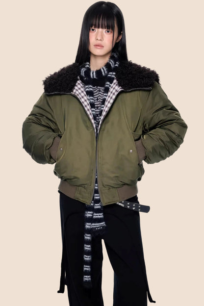 Furry Hooded Patchwork Jacket