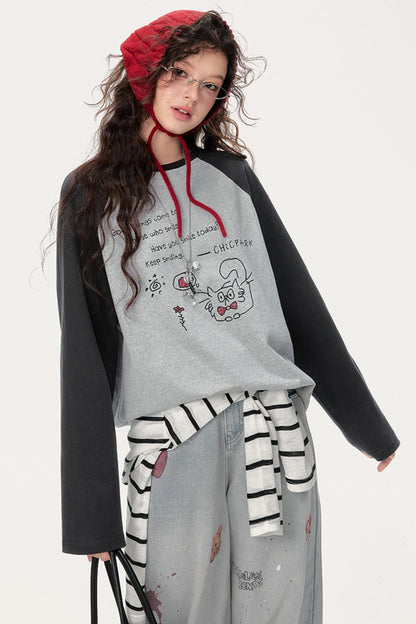 Color-Block Graffiti Top