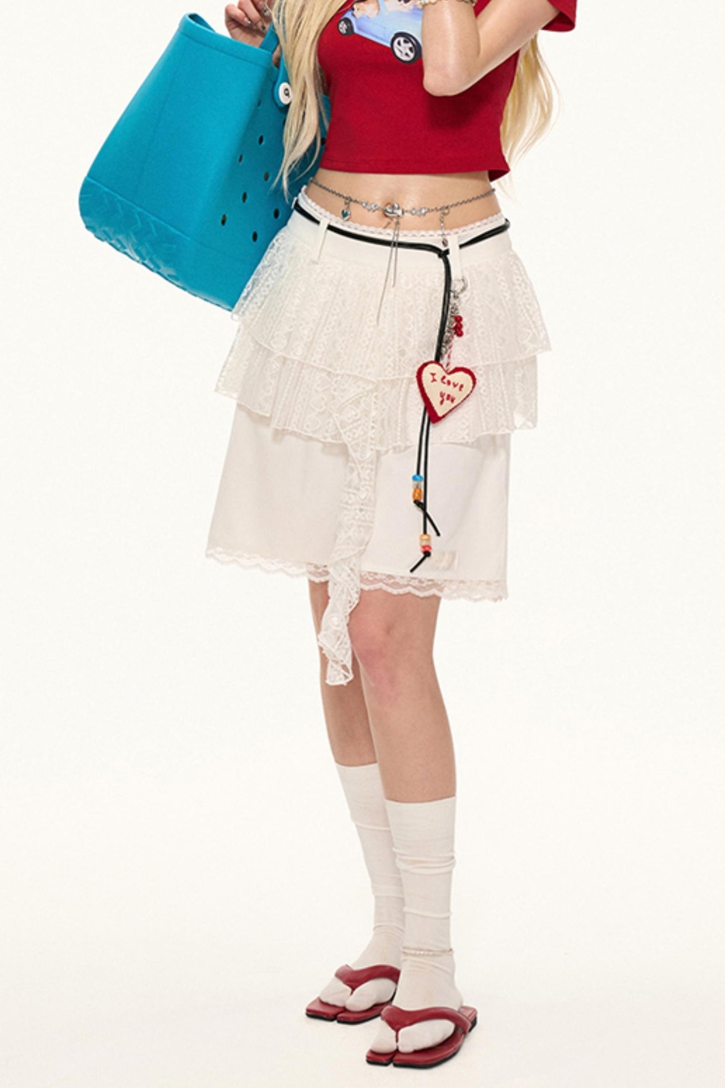 White Lace Layered Casual Shorts