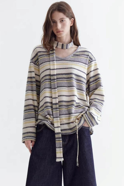 Deconstructed Ribbon Knit Sweater