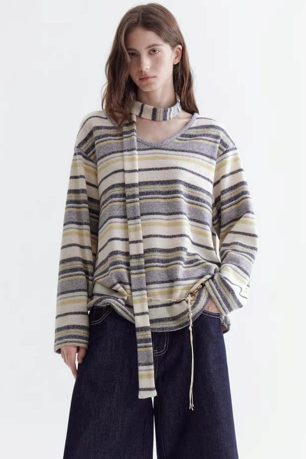 Deconstructed Ribbon Knit Sweater