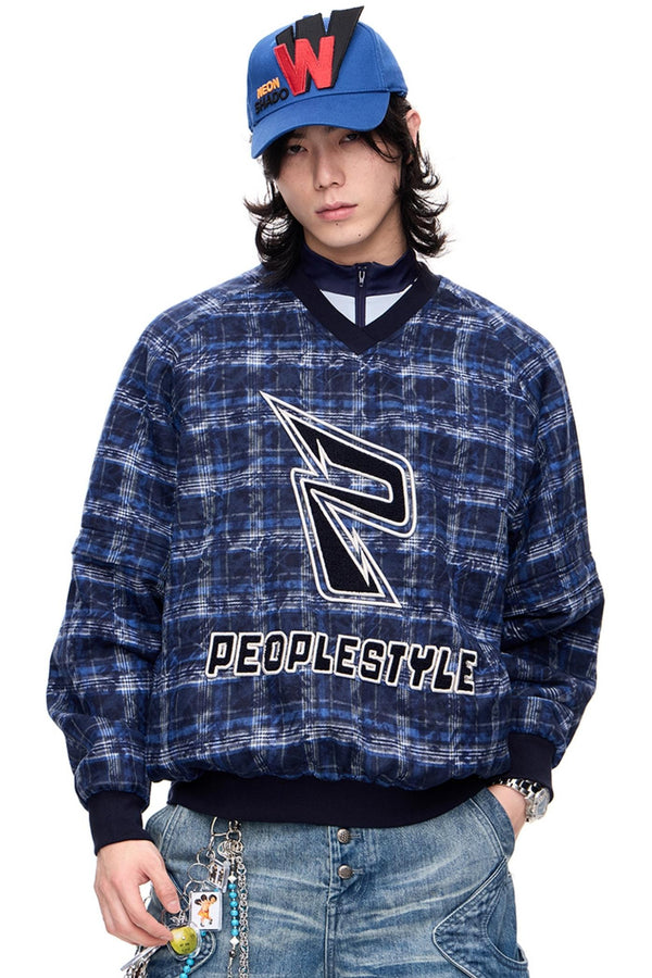 체크 플리스 탈부착 셔츠 