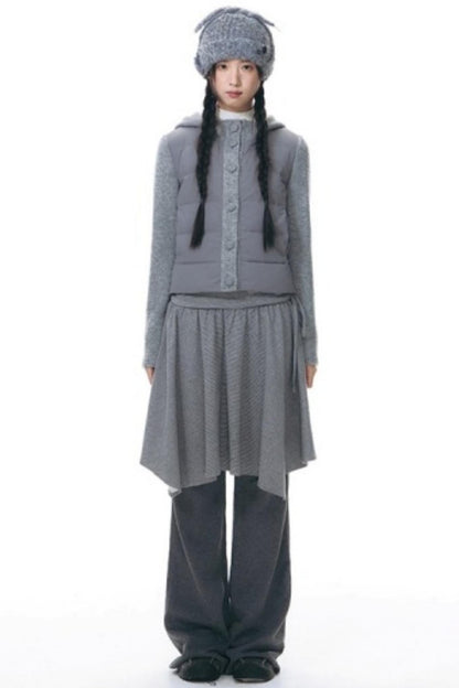 Patchwork Cropped Down Jacket