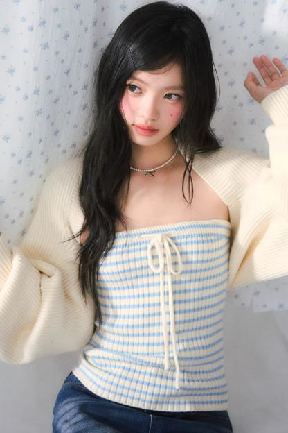 Striped Knit Cardigan Set