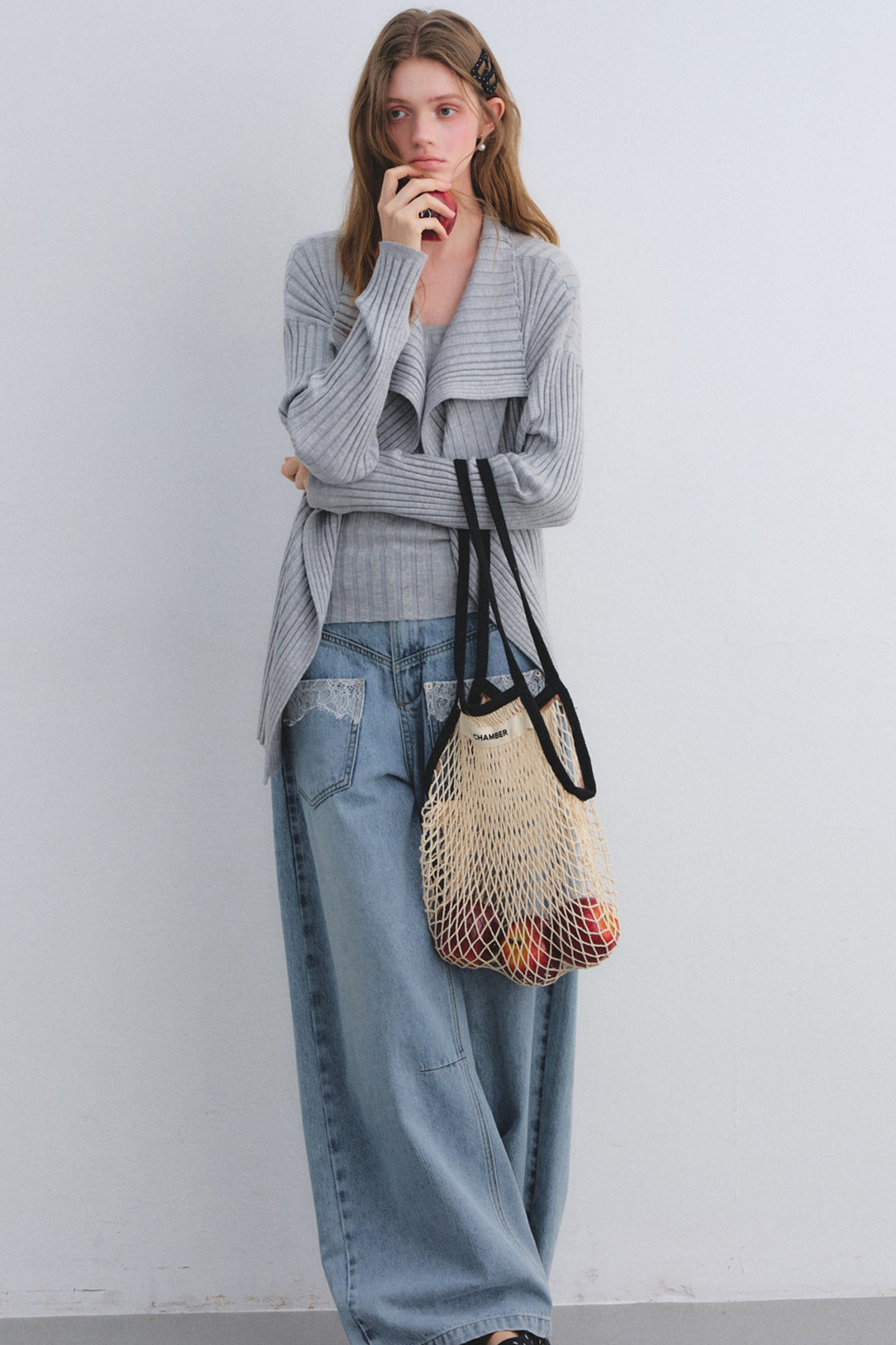 Wool Blend Cardigan Base Top Set