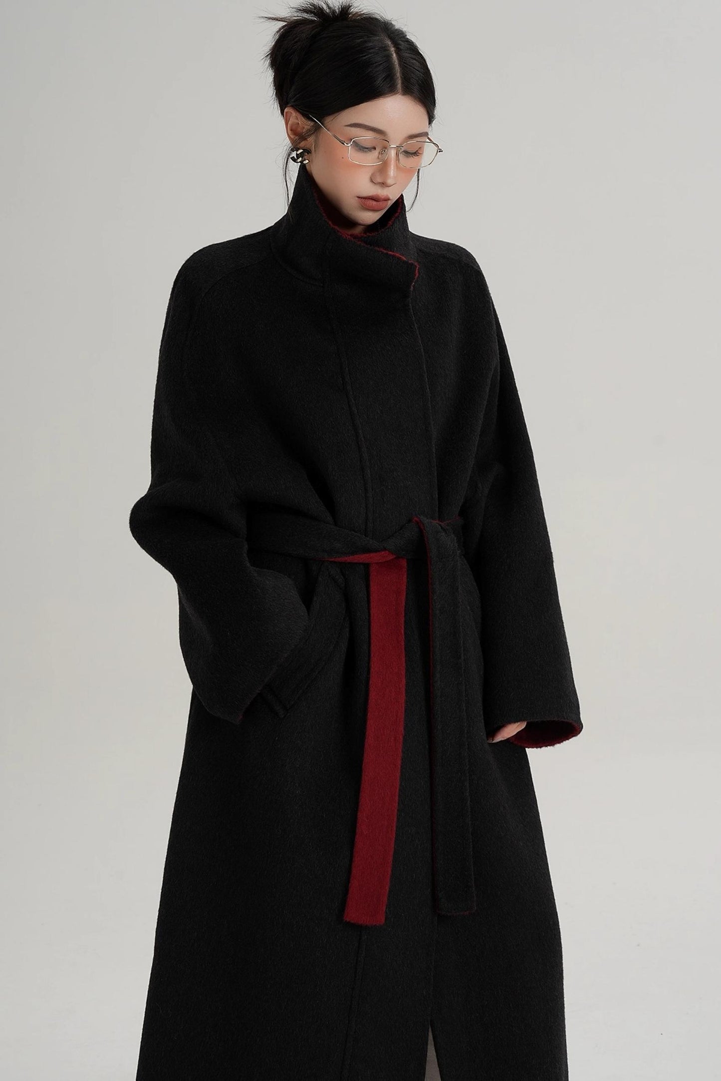 Casual Double-Sided High Neck Wool Coat