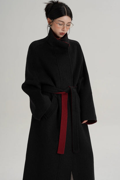 Casual Double-Sided High Neck Wool Coat