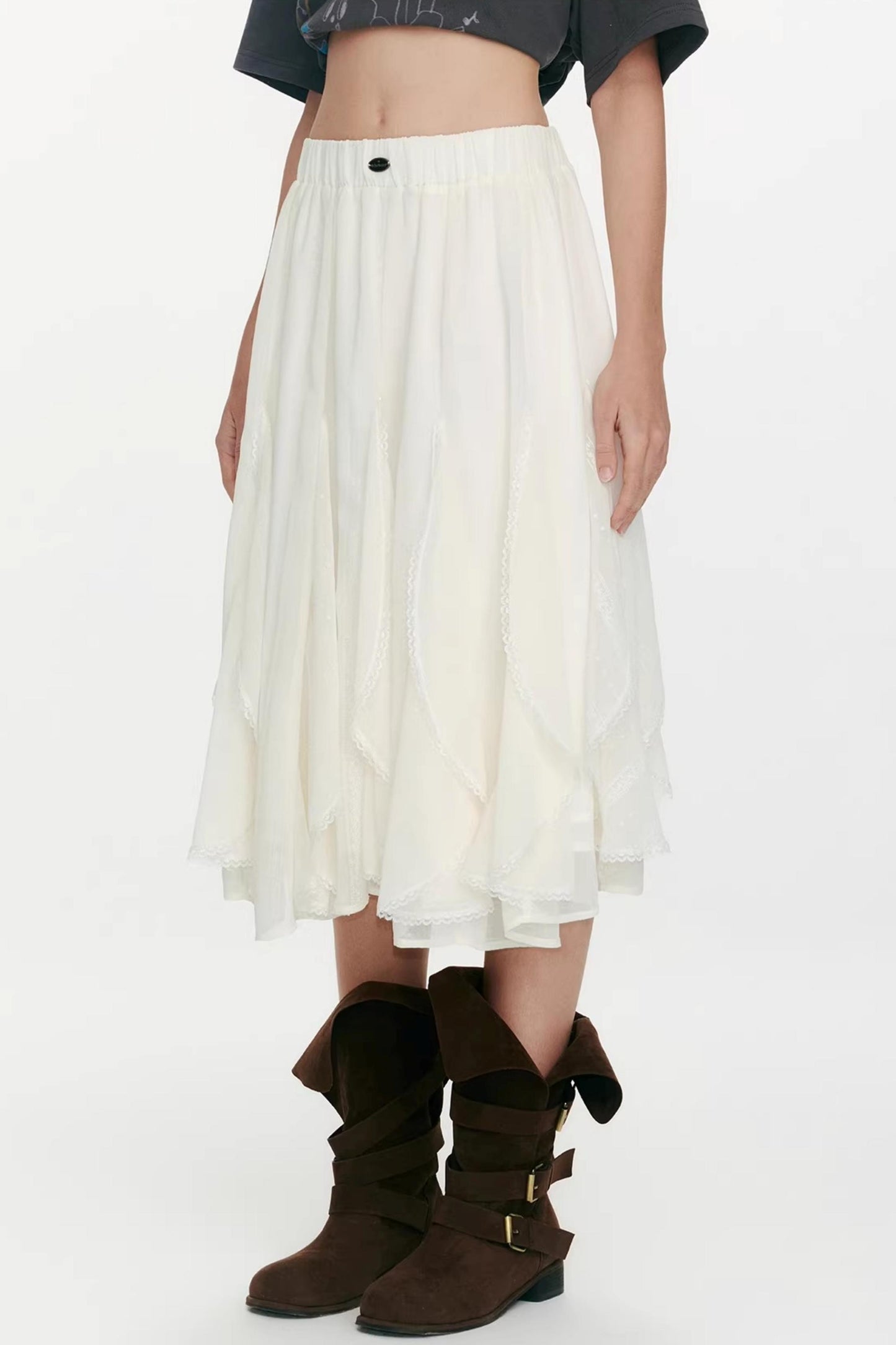 Night Dew Rose Chiffon Skirt