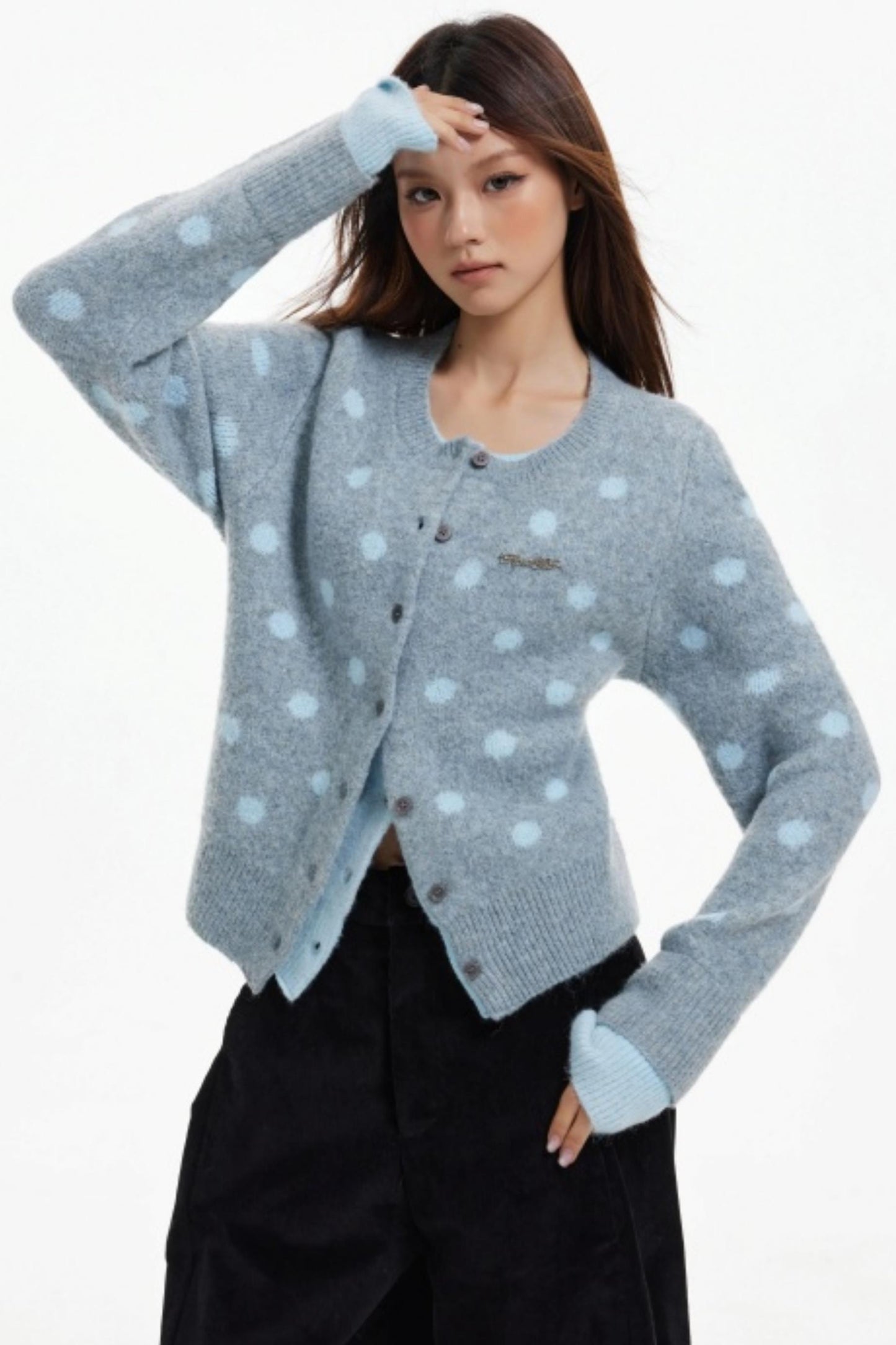 Fake Two-Piece Contrasting Knitted Cardigan
