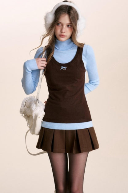 Fake Two-Piece Wool Blend Knit Vest