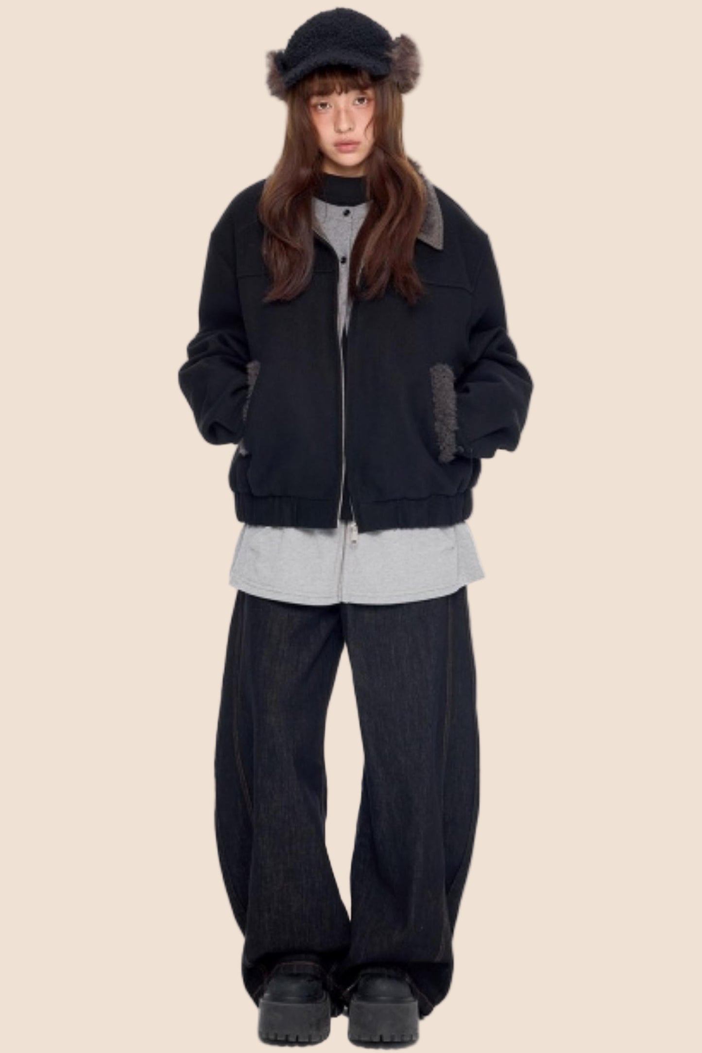 Fur Patchwork Cotton Jacket