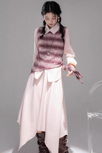 Berry Purple Chimney Collar Shirt Set-Up