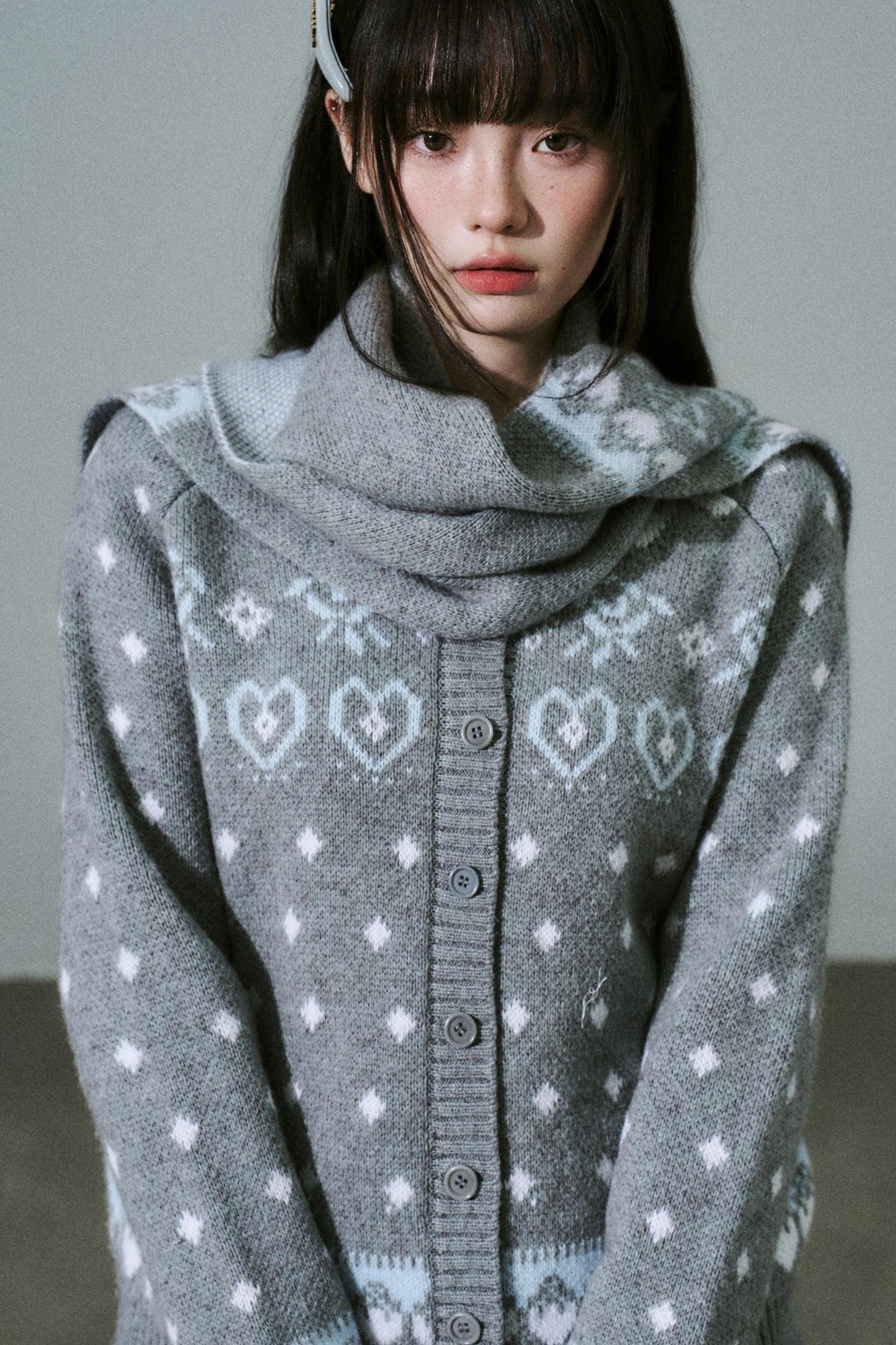 Fair Isle Wool Cardigan Top