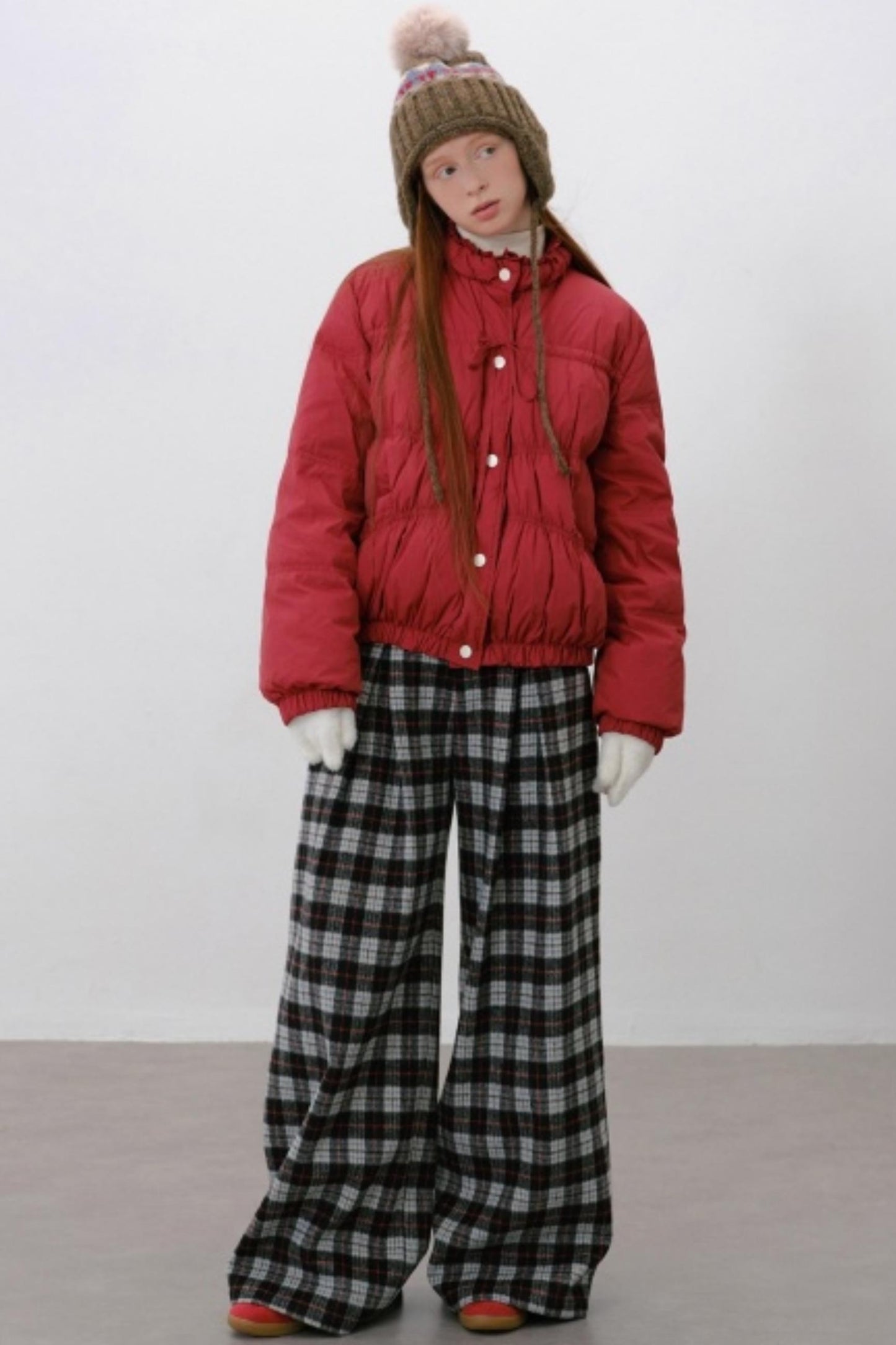 Retro Style Plaid Wide-Leg Pants