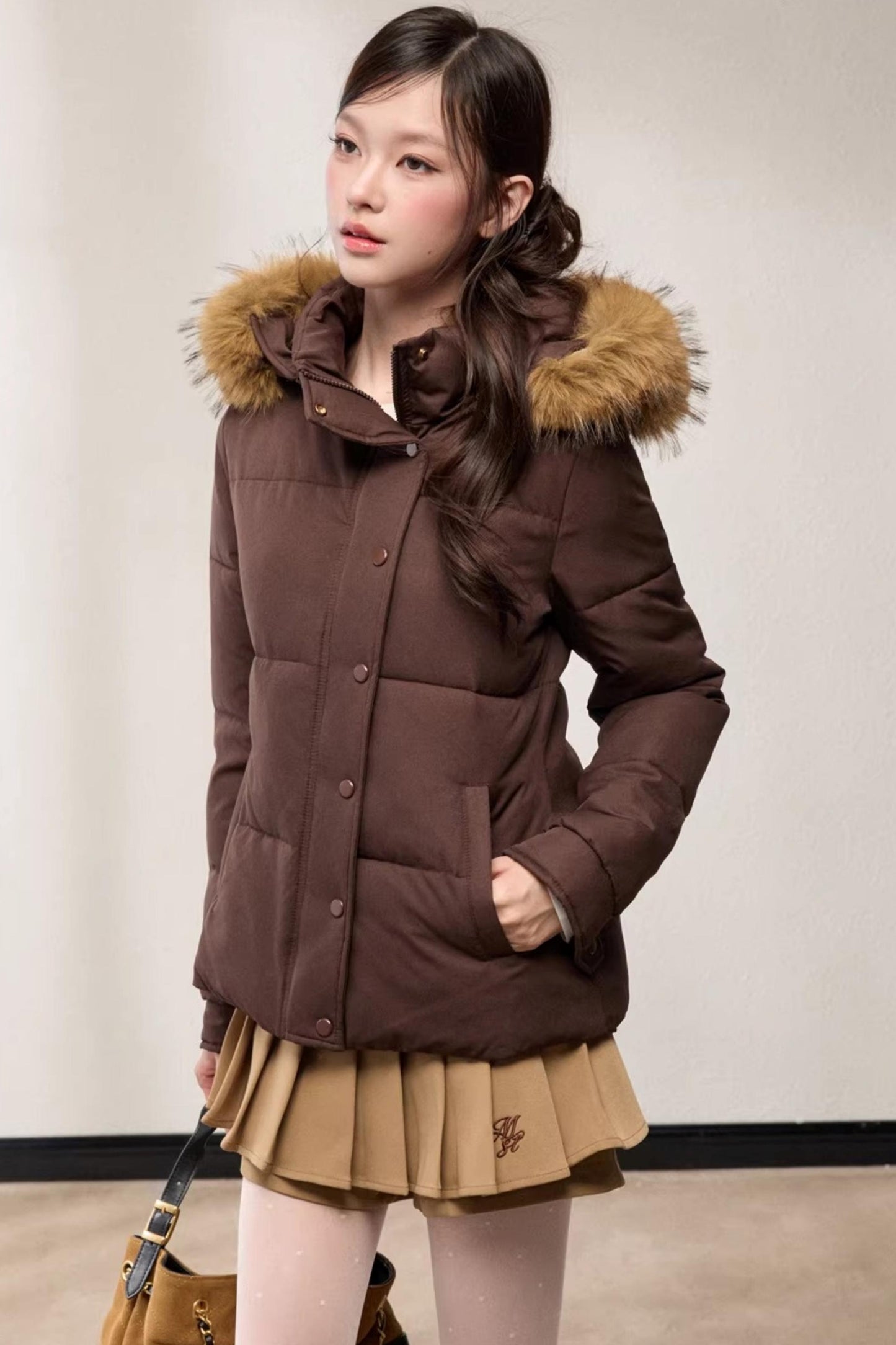 Stand-Up Fur Collar Down Jacket