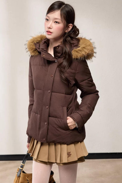 Stand-Up Fur Collar Down Jacket